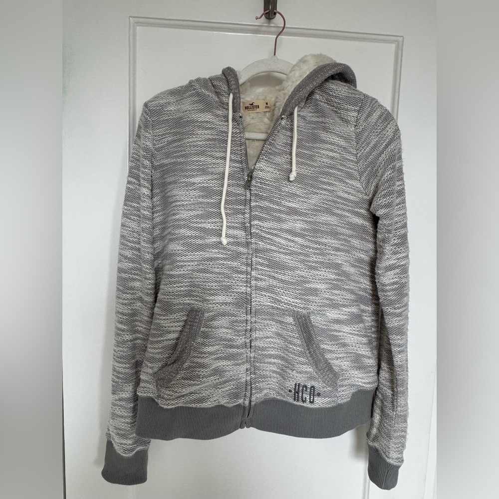 Hollister Marbled Knitted Fur Lined Jacket